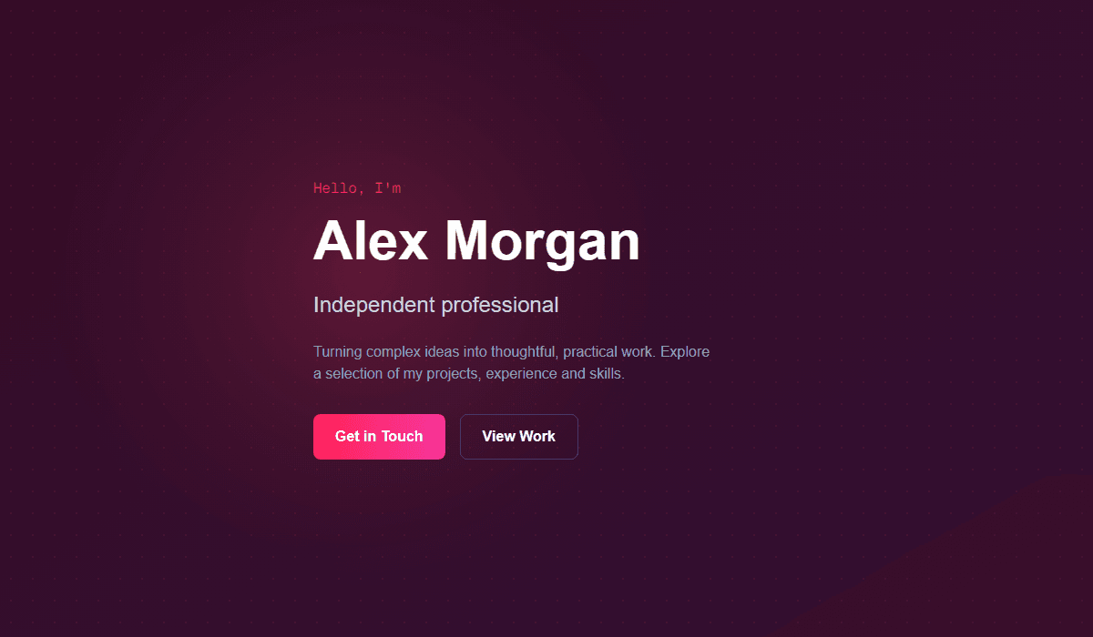 💕 Valentine portfolio template desktop hero with sample content